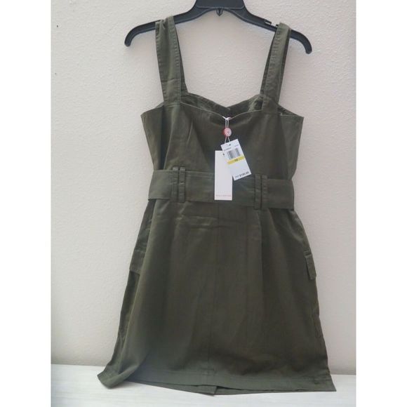 Red Carter Sz Medium Kendall Safari Green Button Mini Dress $190 - Picture 5 of 10